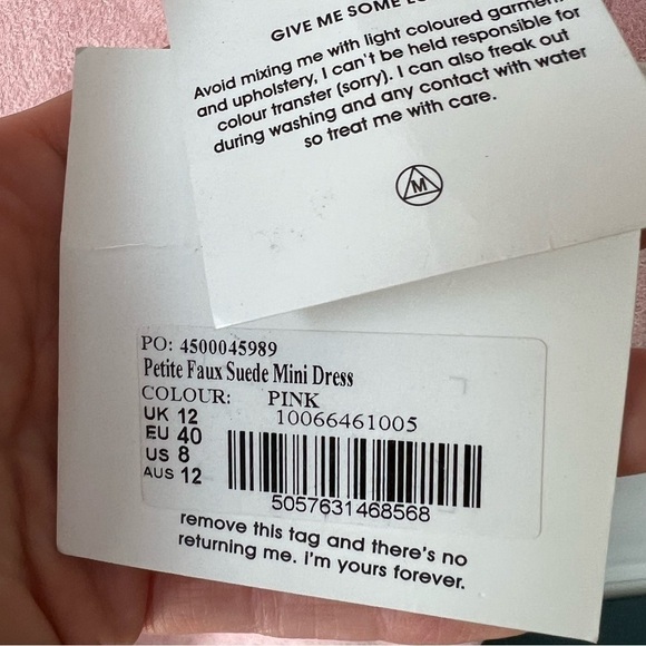 Missguided Petite Pink Faux Suede Mini Dress Size 8 - Picture 4 of 7